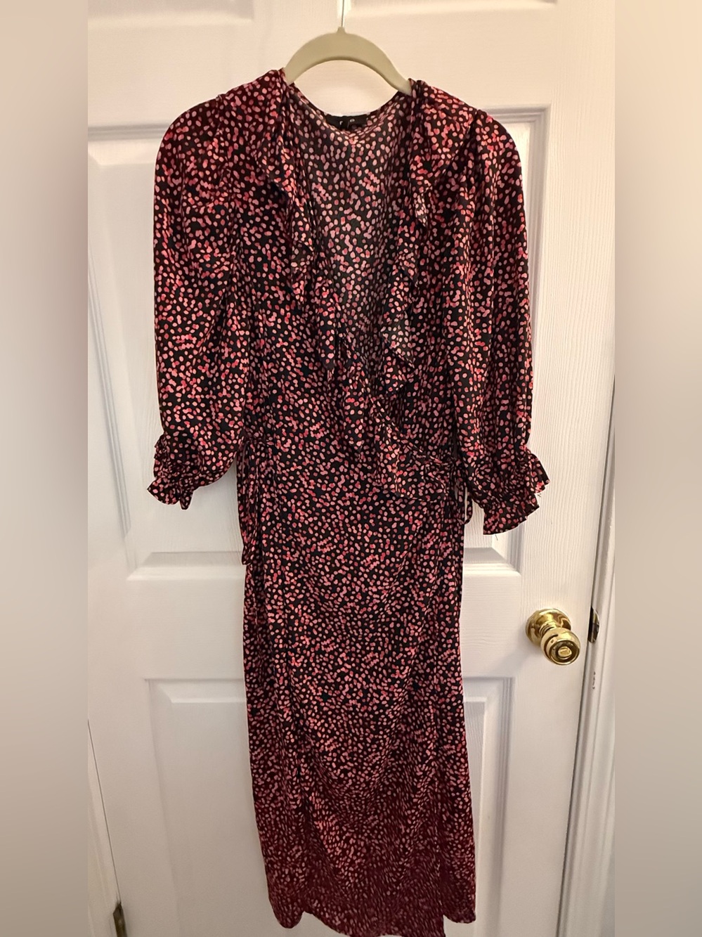 Womens Black Dress with Pink Spot Print